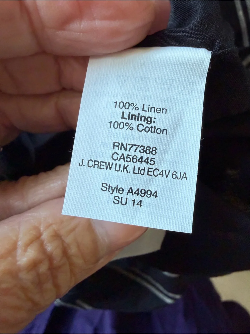 J. Crew Black Maxi Dress with White Chevron Stripes 100% Linen Natural Fibers
